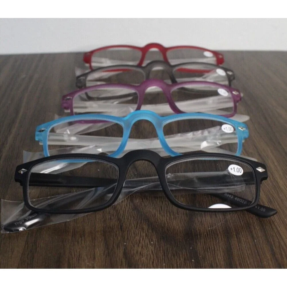 Yogo Vision 5-Pack Reading Glasses Men Women Lightweight +1.00 Magnification